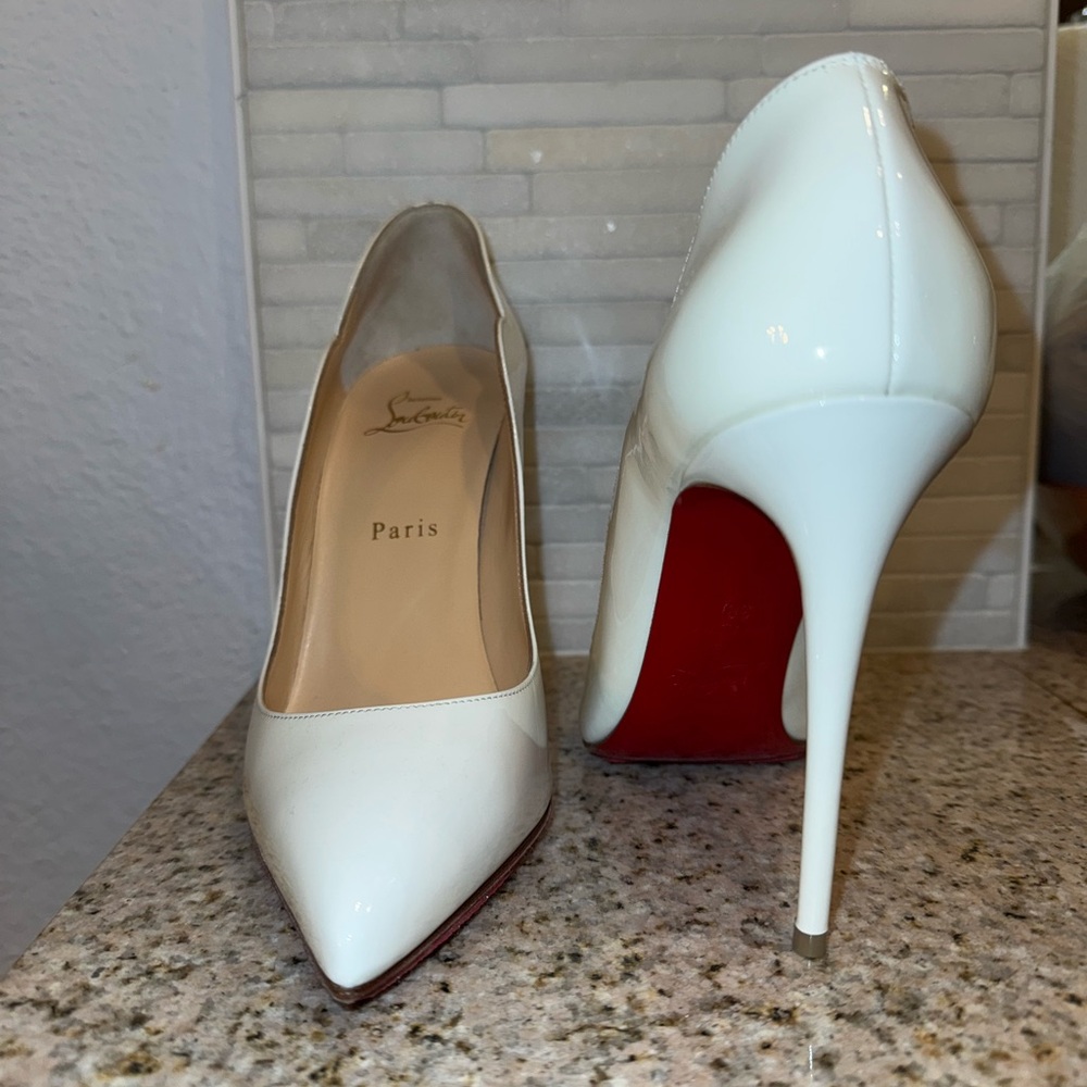 Christian Louboutin Red Sole White Heels